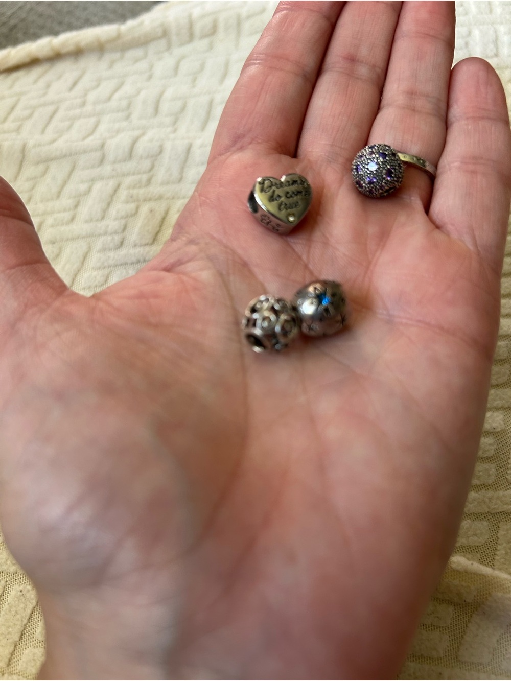 Pandora Disney  Silver Tone Charm Set with Pavé Accent